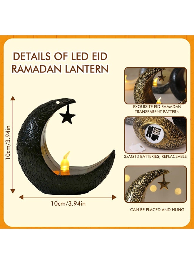 Ramadan Mubarak Flameless LED Candles Lights, Candle Star Moon Lamp, LED Ramadan Night Light for Home Table, Party Ramadan Tabletop Decorations, Black - Image 2